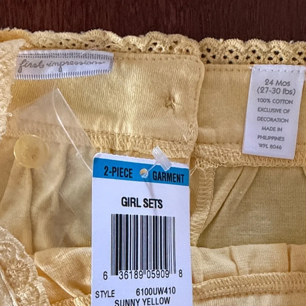 First Impressions Yellow Kids Matching Set, baby 18-24 months